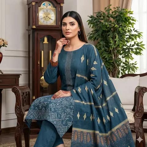 Fancy chikankari embroidered doriya lawn shirt, embroidered back and sleeves, jacquard lawn dapatta, plain dyed lawn trouser - Unstitched
