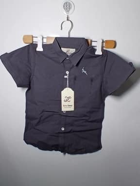 Little Junior Boys Casual Short Sleeve Shirt – Dark Grey