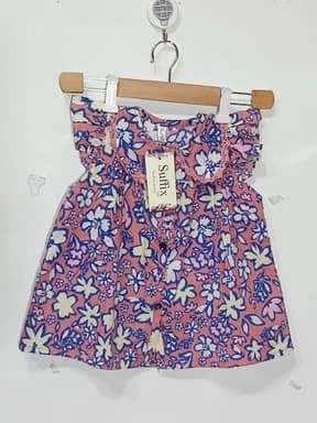 Girls suit floral tea pink