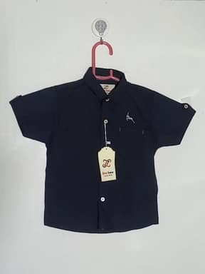 Plain cotton dress shirt for boys - Blue