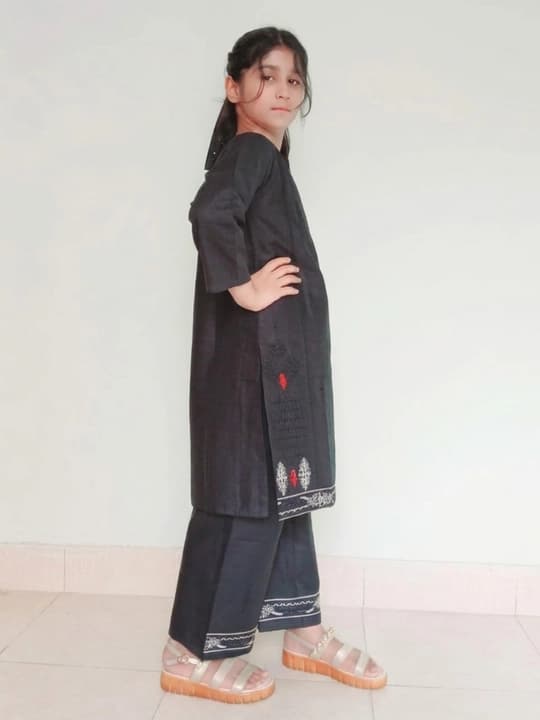 Embroidered doriya lawn shirt and plazo trouser - black - 00026 thumbnail 2
