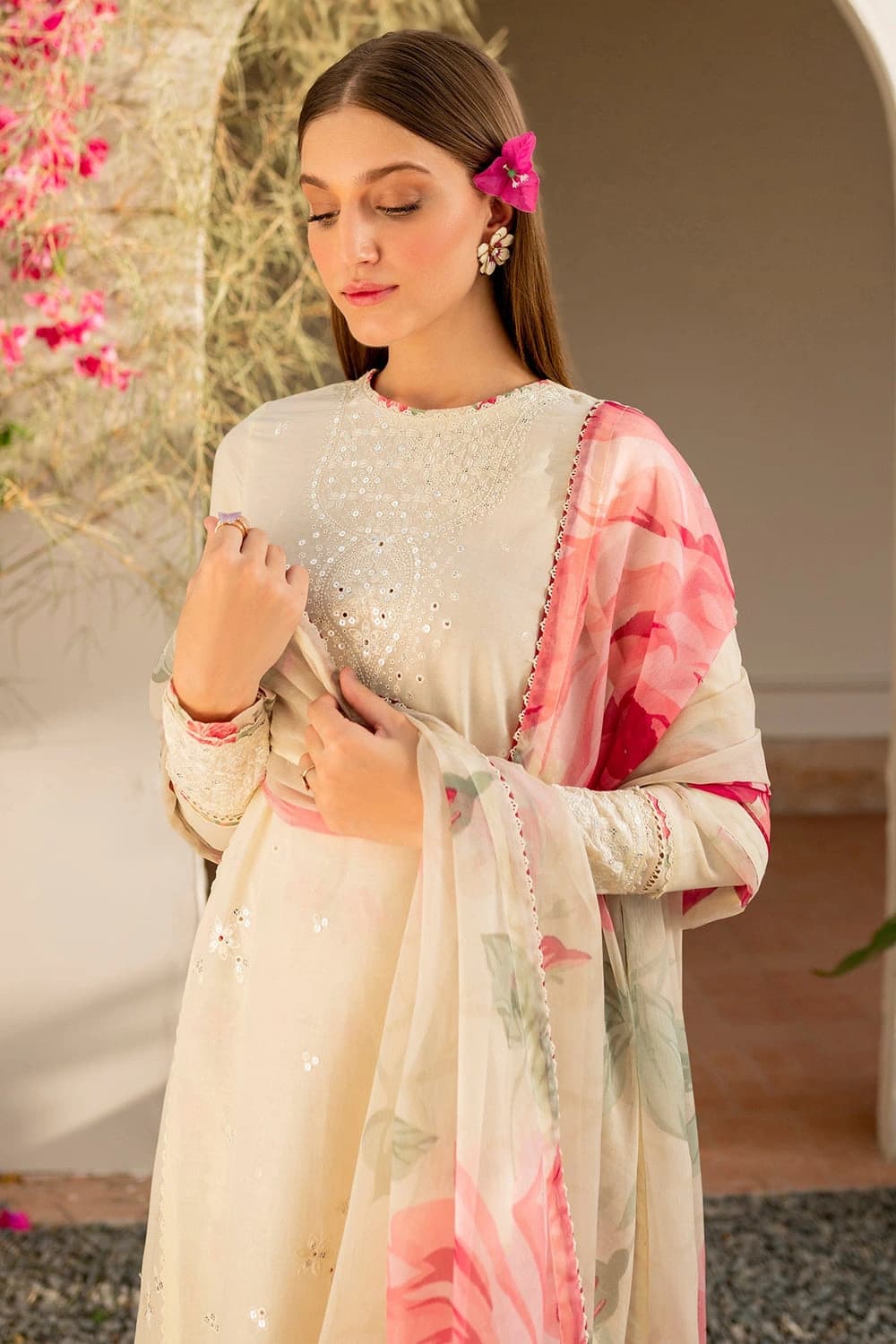 JAZMIN . 3 PIECE EMBROIDERED LAWN SUIT - Unstitched thumbnail 3