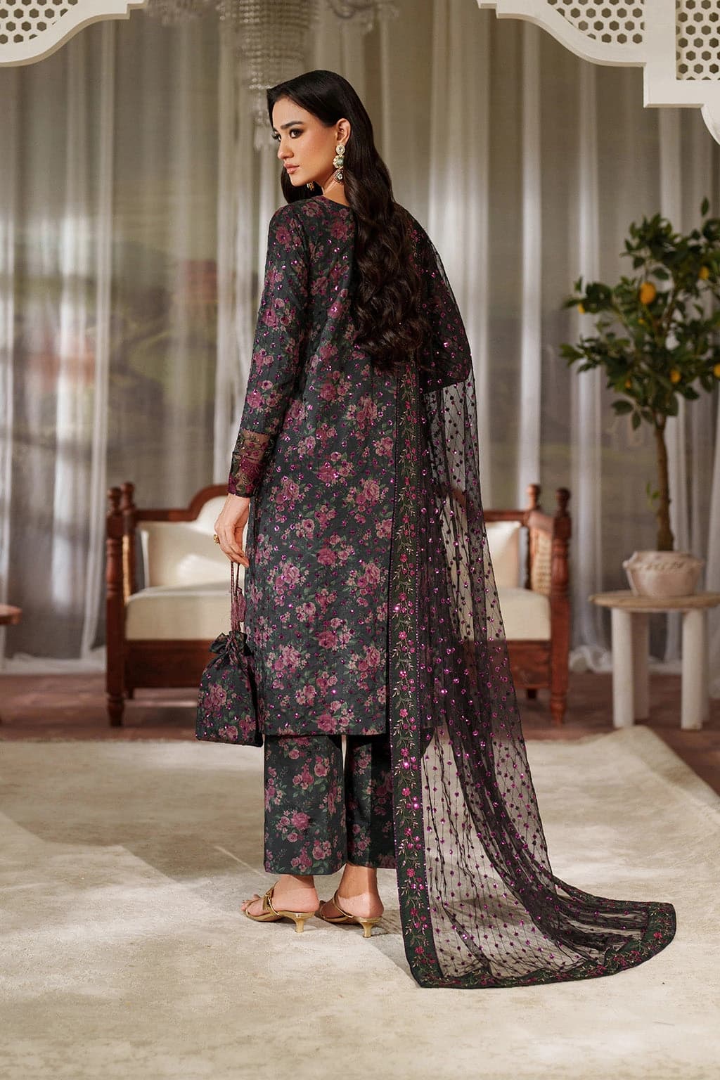 Iznik . Digital printed embroidered lawn shirt and digital embroidered organza dupatta - Unstitched thumbnail 5