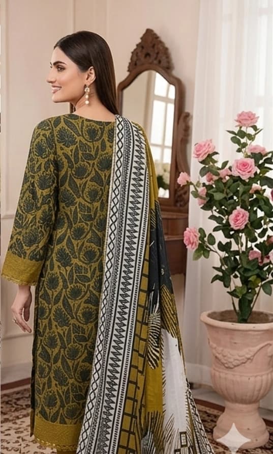 SAPPHIRE . Premium quality digital printed lawn, Digital printed voile dupatta, Comfort plain dyed trouser thumbnail 3