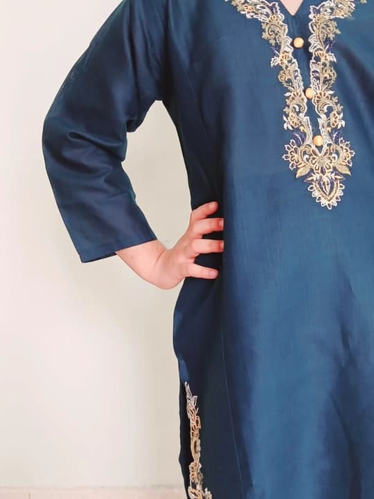 Embroidered doriya lawn shirt and plazo trouser - blue - 00025 thumbnail 3