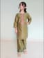 Embroidered doriya lawn shirt and plazo trouser - 00024 Olive Green
