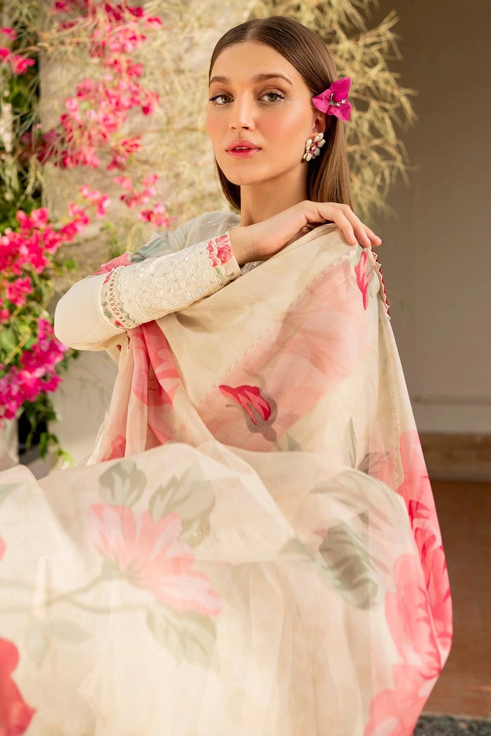 JAZMIN . 3 PIECE EMBROIDERED LAWN SUIT - Unstitched thumbnail 1