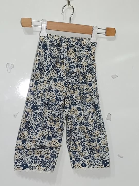 Girls skin charcole floral print frock with trouser 2pc thumbnail 2