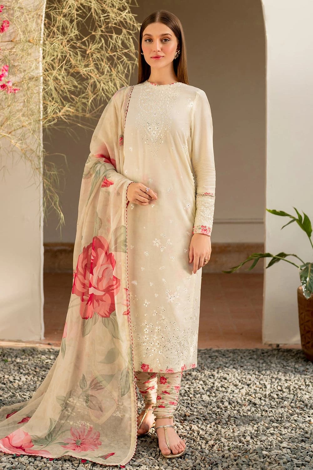JAZMIN . 3 PIECE EMBROIDERED LAWN SUIT - Unstitched