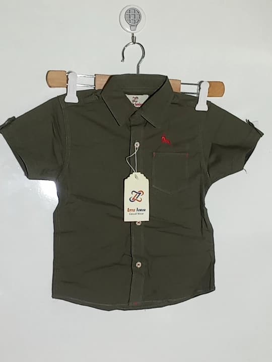 Plain Cotton dress shirt boys - Olive