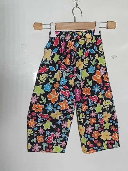 Girls black and off-white floral suit