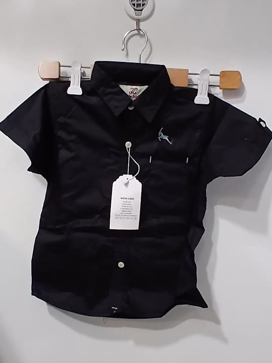 Plain black cotton dress shirt for boys